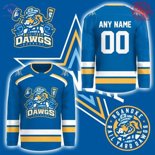 Roanoke Rail Yard Dawgs New Logo Personalized Limited Hockey Jersey