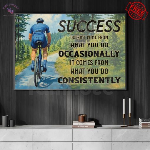 Cycling Man Motivational Personalized Wall Art Decor Cycling Lovers Special Landscape Canvas