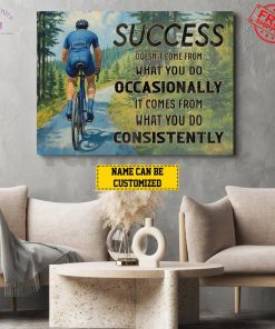Cycling Man Motivational Personalized Wall Art Decor Cycling Lovers Special Landscape Canvas 3