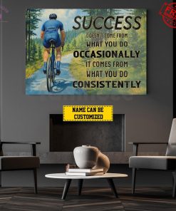 Cycling Man Motivational Personalized Wall Art Decor Cycling Lovers Special Landscape Canvas