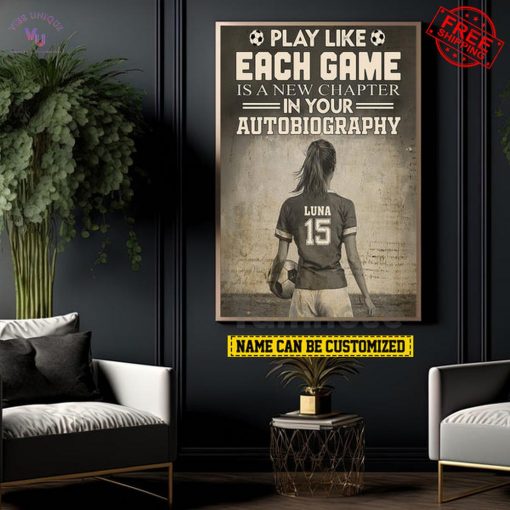 Soccer Woman Motivational Personalized Wall Art Decor Special Portrait Canvas