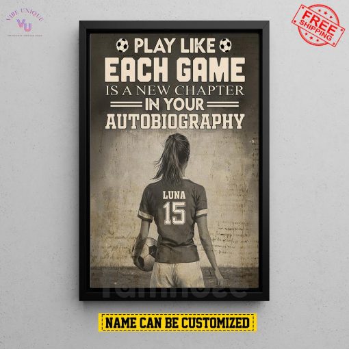 Soccer Woman Motivational Personalized Wall Art Decor Special Portrait Canvas