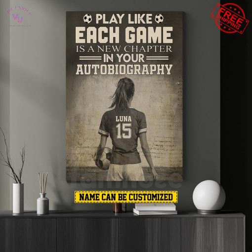 Soccer Woman Motivational Personalized Wall Art Decor Special Portrait Canvas
